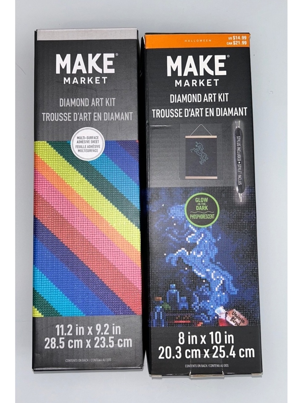 2 Make Market Diamond Art Kit Rainbow & Glow In The Dark Unicorn
